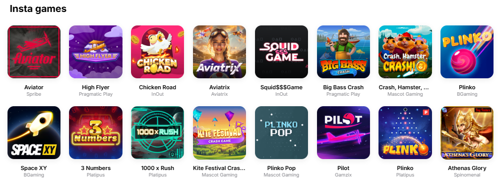 Hit'n'Spin Casino - Insta-Spiele