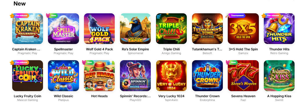 Hit'n'Spin Casino - Neue Spiele